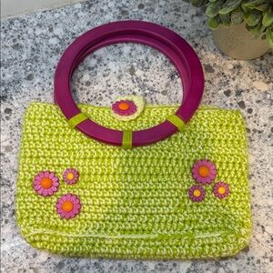 Handmade Handknit Crocheted bag purse colorful